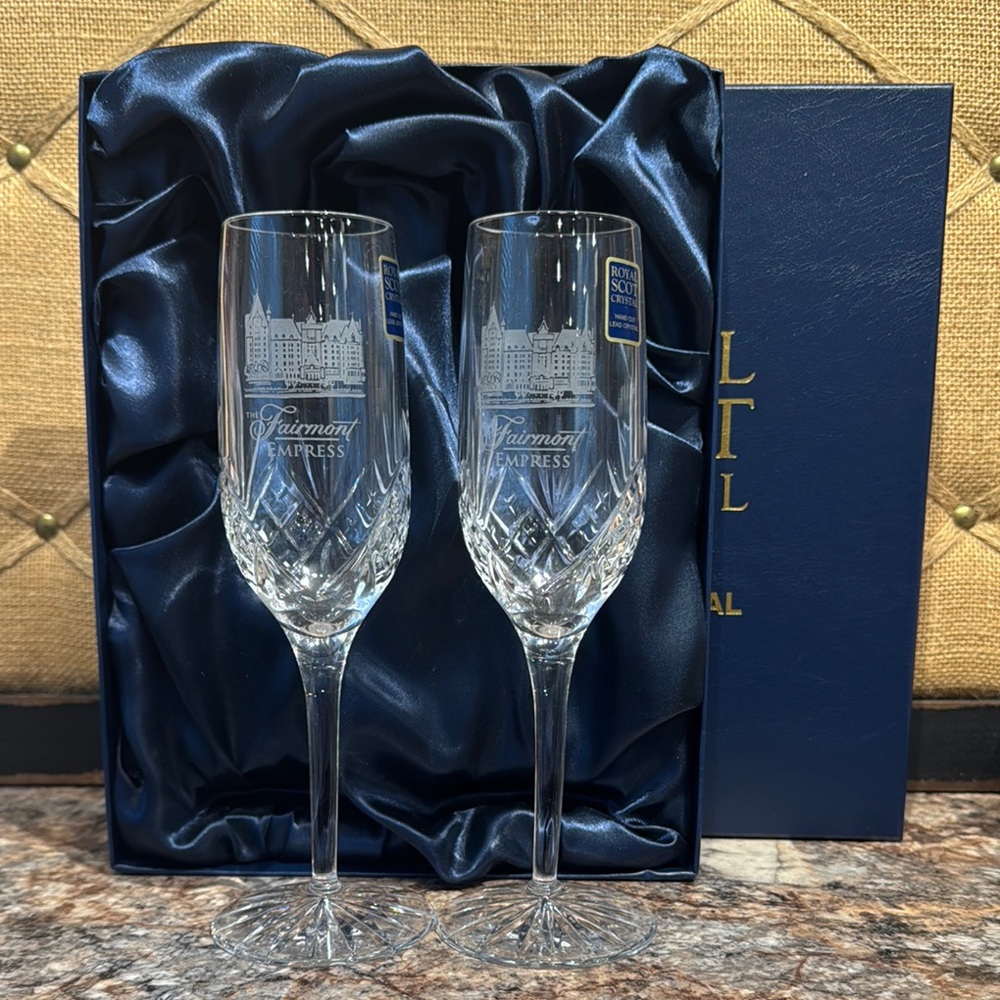 Royal Scot Crystal champagne glasses